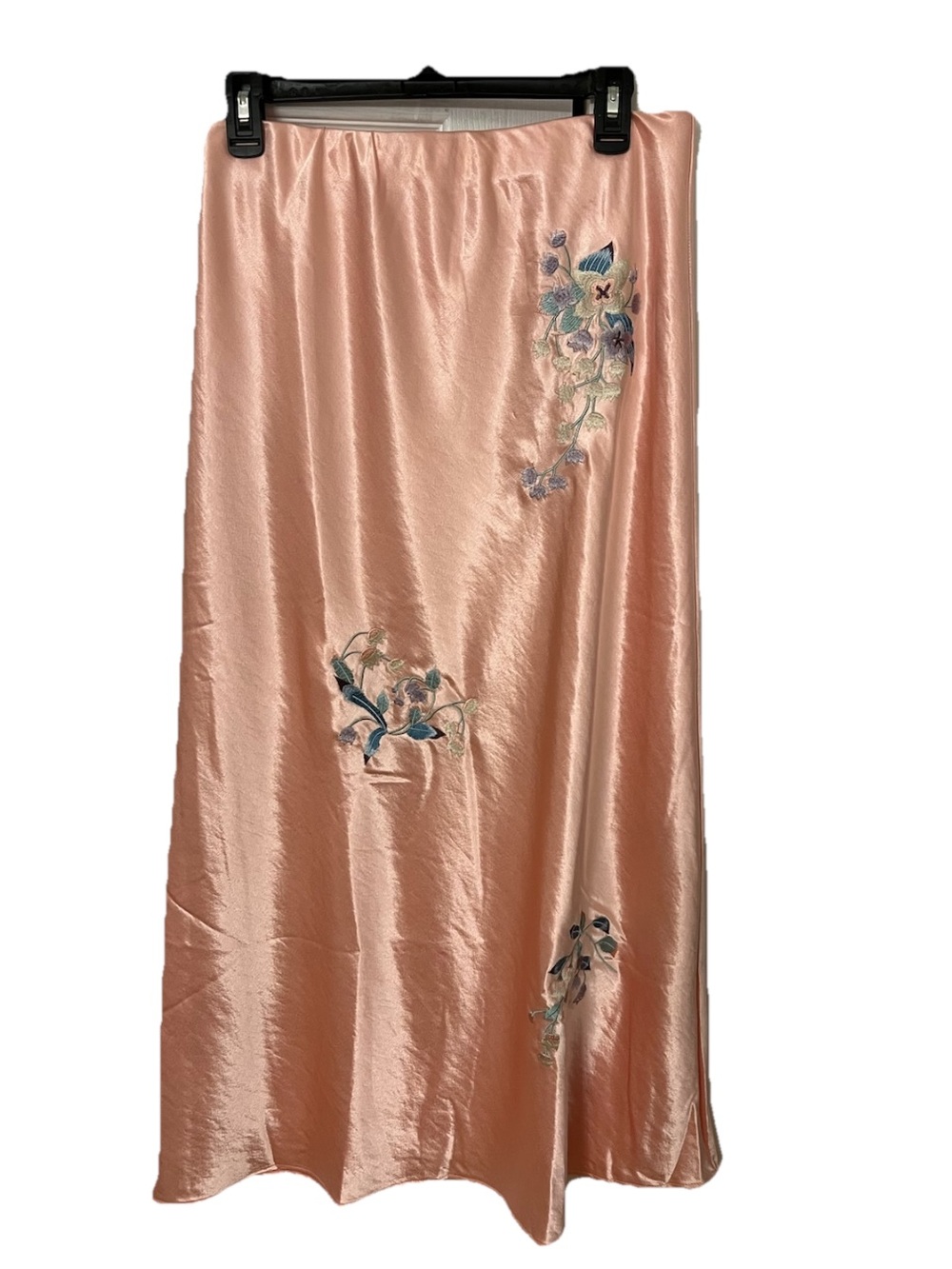 Silky Pink Embroidered Maxi Skirt